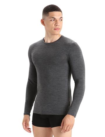 Men's Icebreaker Merino Anatomica Long Sleeve Crewe T-Shirt Underwear Jet Heather | CA 1656BEXC